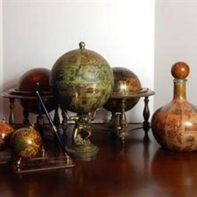 Miniature globes sized for a desk