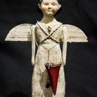20th Century Wood Carved Debbee Thibault Folk Art Figurine