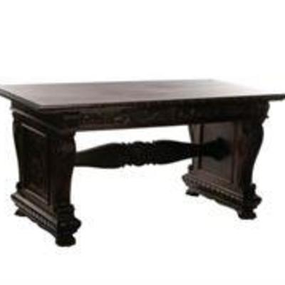 English Renaissance Revival Style Library Table

