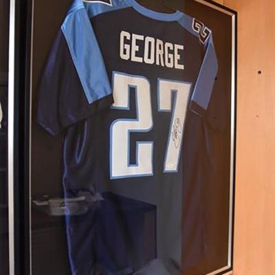 Autographed Eddie George Titans NFL Football Jersey