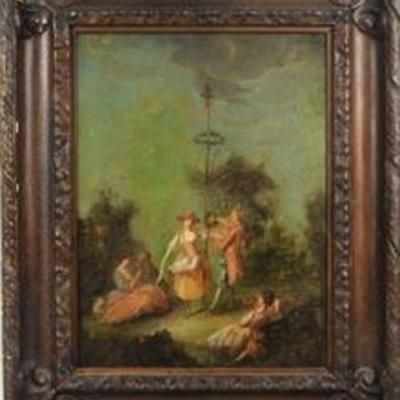 18th Century Oil Painting with original hand carved wood frame - Entitled 