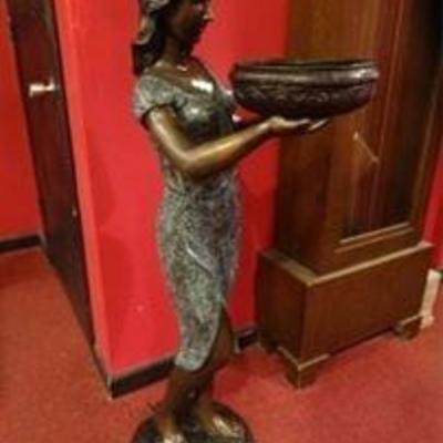 Magnificent 4 Foot Tall Bronze Sculpture | Beautifully Patinated | Never used and in Fine Condition | Depicts barefoot girl in dress...