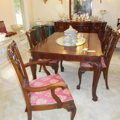 Chippendale style dining table and 6 chairs $1,250