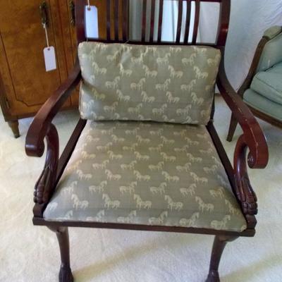 Chippendale arm chair with lion paw $250