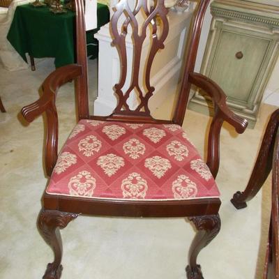 Chippendale style dining table and 6 chairs $1,250