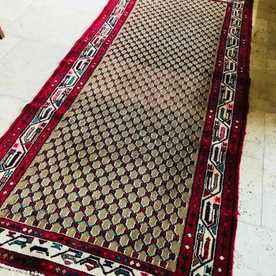 Hand woven WOOL hall rug from Iran. 113" x 51". $350.