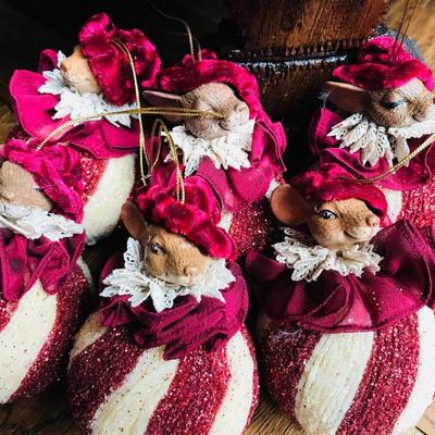 Katherine's Collection. Christmas ornaments. Mice. $20 each.