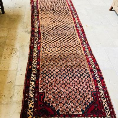 Hand woven WOOL hall rug from Iran. 113" x 51". $350.