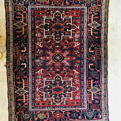 Hand woven WOOL area rug from Iran. Karajeh design.53" x 40". $350.