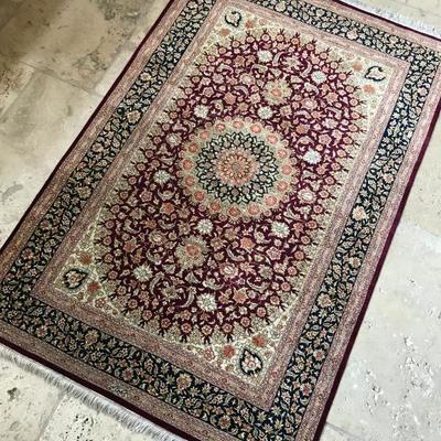 Hand woven SILK PERSIAN area rug. 34" x 5ft. $550