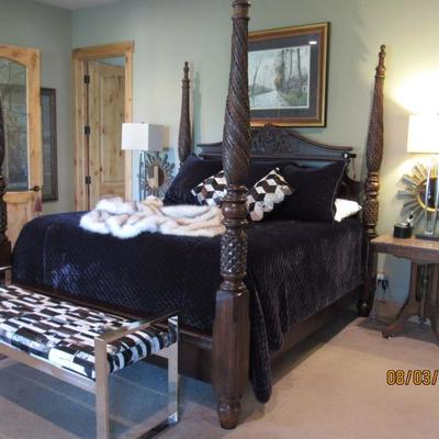King size Frame, includes Box Spring and Luxury Mattress. Mahogany. $750