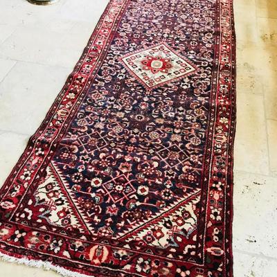 Hand woven WOOL hall rug from Iran. 114" x 42". $350.