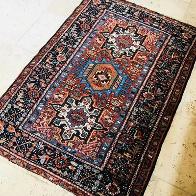 Hand woven WOOL area rug from Iran. KARAJEH style. 3.8 ft x 4.8ft. $350.