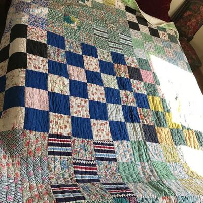 Hand stitched quilt. 82" x 70". $200.