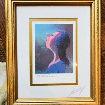 Ted Leedy signed and framed artwork. $28