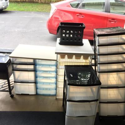 Rolling storage bins and containers.