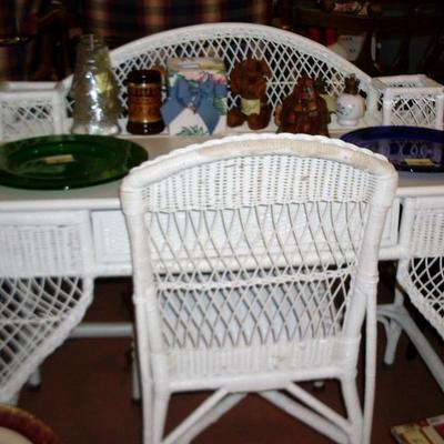 WICKER DESK AND CHAIR