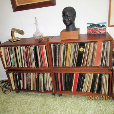 a selection of over 200 vinyl records

MCM box vinyl holders wood cubes
