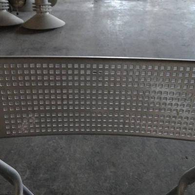 (2) Metal Outdoor Silver Patio Chairs 2