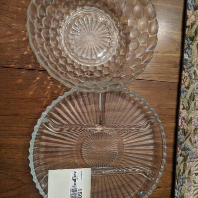 Glass serving platter and bowl