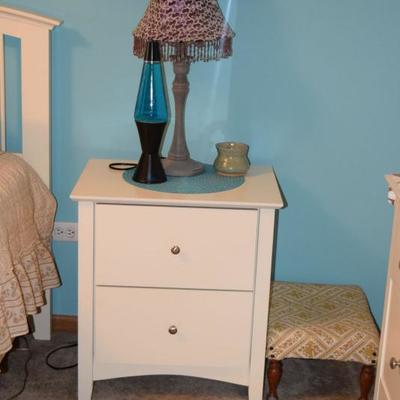 Side Table, Table Lamp, & Stool