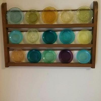 Rack and 13 Glass Coasters