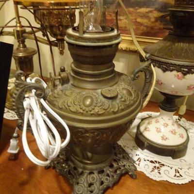 p & A oil lamp converted to electric
