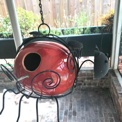 Lady bug bird feeder