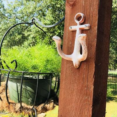 Wrought iron anchor for towels. $10 each... There are 3.