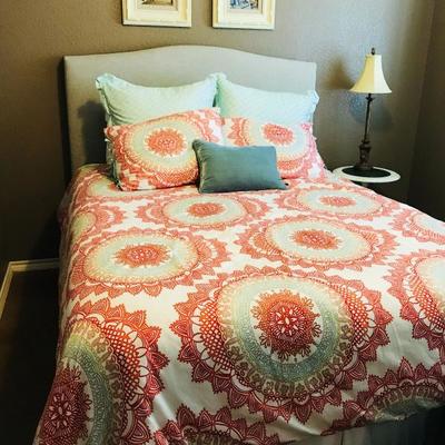 Pottery Barn full size headboard and frame. We are selling the headboard, the frame, the box spring and the mattress. (Not the bed spread...