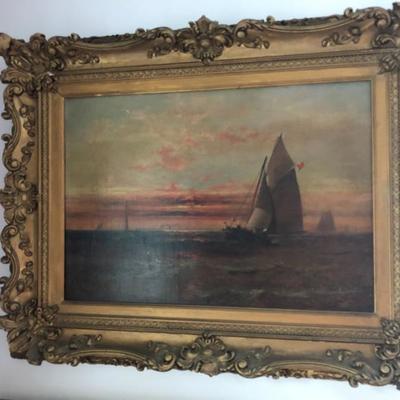 19th C French (?) Oil on Canvas Painting