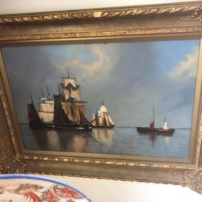 19th C French (?) Oil on Canvas Painting