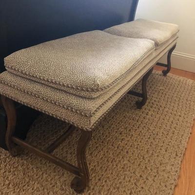 Custom french country style upholstered bench