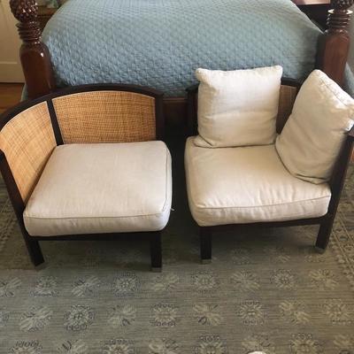 Flexform corner chairs, cane back and down cushions