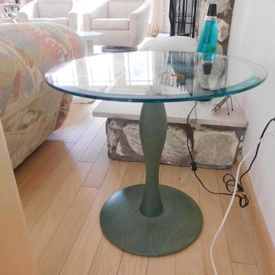 1 of 2 Glass Top Lamp Tables