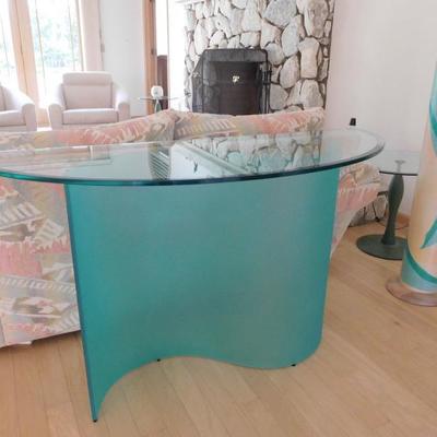 Outstanding Curved Base and Glass Top Sofa or Entry Table