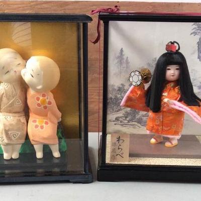 SDD063 Beautiful Japan Geisha Dolls in Glass Cases