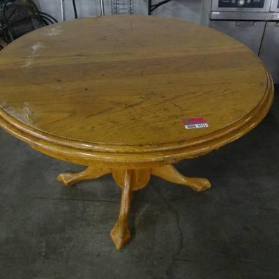 Round 48  Light Stained Wood Table With Pedestal B