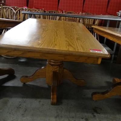 Rectangle 48  Medium Stained Wood Table With Pedes