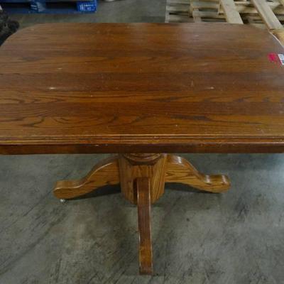 Rectangle 48 Dark Stained Wood Table With Pedesta