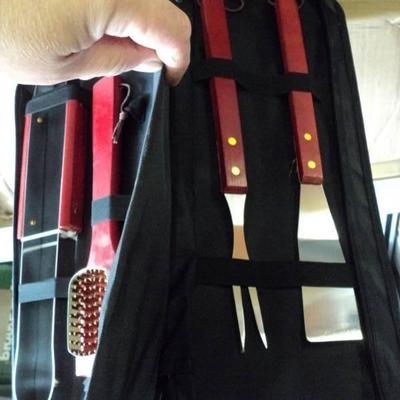 BBQ utensils in carrying case