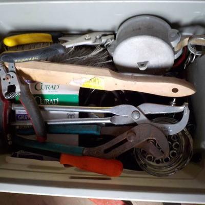 Lot of misc tools, brake pliers, hand tools ,etc