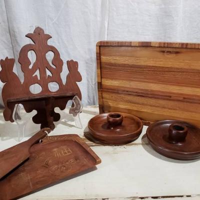 Lot of Wooden Kitchen Dishes and More