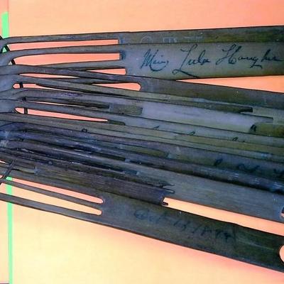 Late 1800s Fishing Net Needles Signed and Dated