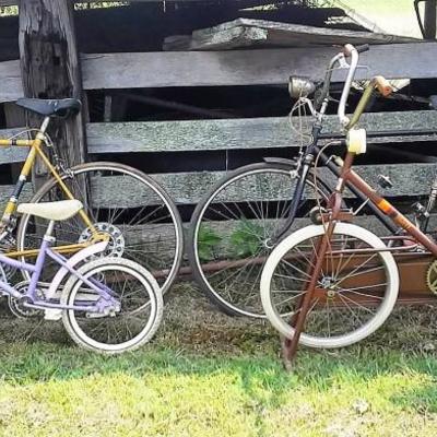 2 Stationary Exercise Bikes and other vintage bicycles
