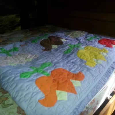 Quilt with Colorful Flowers