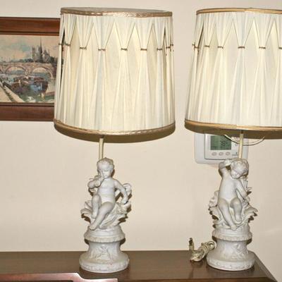 2 Cherub Table Lamps