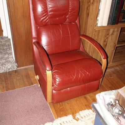 Red Leather Recliner  Chair