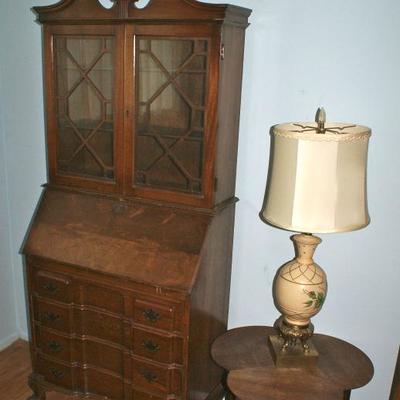 American Made Mahogany Secretary Drop Front Desk Cabinet  with Bookcase