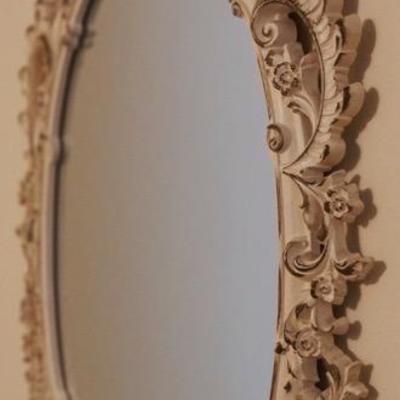 Antiqued white mirror 
